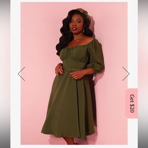 Vixen by Micheline Pitt Olive Green Vacation Dress